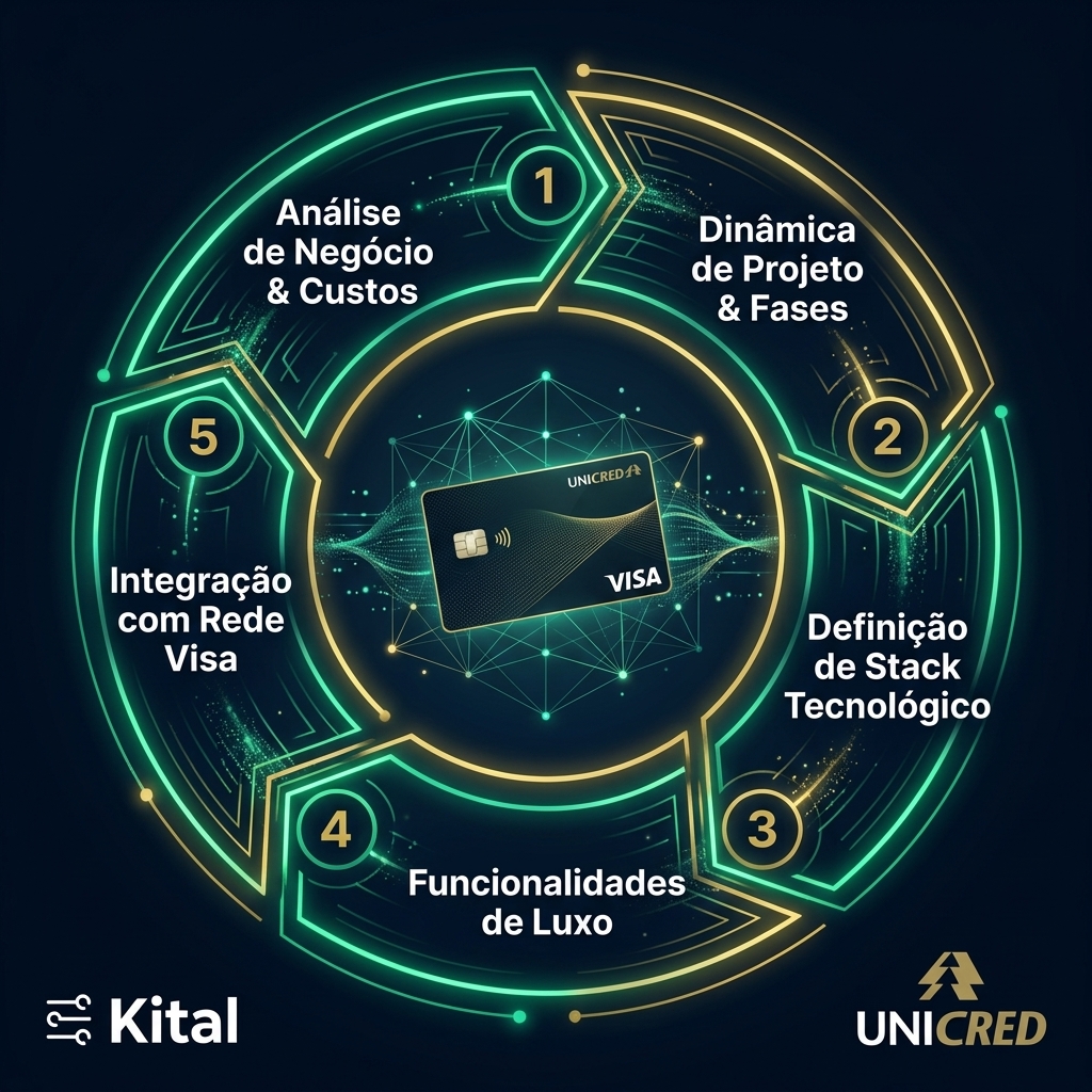 Infográfico do Ciclo de Consultoria e Integração Unicred Visa & Kital